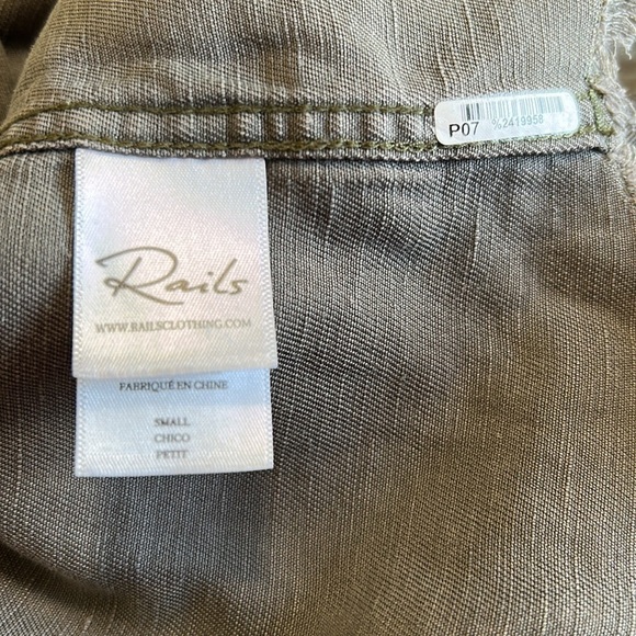 RAILS Conrad Olive Green Military Patch Jacket Raw Hem Embroidered Sz S - Picture 14 of 16